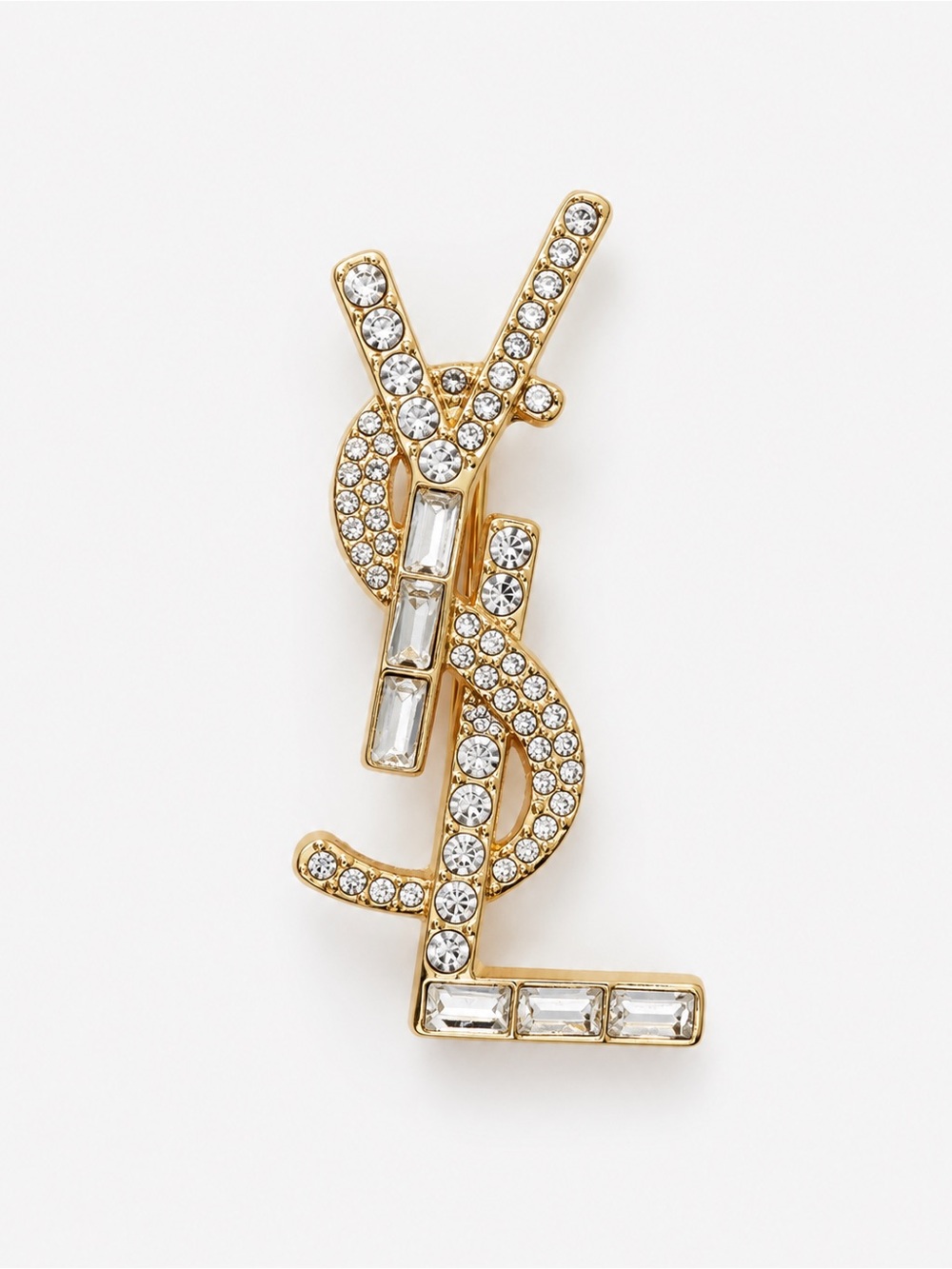 Elegant Crystal Rhinestone Gold-Tone Statement Brooch Pin